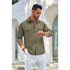 image:imageCOOFANDY Mens Casual Button Down Shirts Long Sleeve WrinkleFree Shirt Lightweight Shirt JacketArmy Green