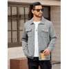 image:imageCOOFANDY Mens Casual Shirt Jacket Button Down Waffle Jacket Long Sleeve Sweater Jackets Quilted Shacket OvershirtLight Grey