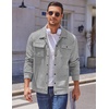 image:imageCOOFANDY Mens Casual Shirt Jacket Button Down Waffle Jacket Long Sleeve Sweater Jackets Quilted Shacket OvershirtLight Grey