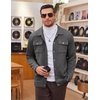 image:imageCOOFANDY Mens Casual Shirt Jacket Button Down Waffle Jacket Long Sleeve Sweater Jackets Quilted Shacket OvershirtMedium Grey