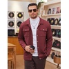 image:imageCOOFANDY Mens Casual Shirt Jacket Button Down Waffle Jacket Long Sleeve Sweater Jackets Quilted Shacket OvershirtWine Red