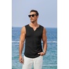 image:imageCOOFANDY Mens Casual Tank Tops Knit V Neck Sleeveless T Shirts 2 Pack Summer Beach Lightweight Muscle TeeBlackArmy Green