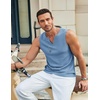 image:imageCOOFANDY Mens Casual Tank Tops Knit V Neck Sleeveless T Shirts 2 Pack Summer Beach Lightweight Muscle TeeWhiteBlue