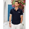 image:imageCOOFANDY Mens Cotton Casual Short Sleeve Button Down Shirt Plaid Collar Denim Work ShirtsA  Contrast Plaid Collar  Navy Blue