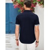 image:imageCOOFANDY Mens Cotton Casual Short Sleeve Button Down Shirt Plaid Collar Denim Work ShirtsA  Contrast Plaid Collar  Navy Blue