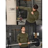 image:imageCOOFANDY Mens Cotton Hipster Hip Hop Longline Crewneck T Shirts Casual Long Sleeve Tees Curved Hem Gym ShirtsOne Piece Army Green