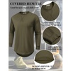 image:imageCOOFANDY Mens Cotton Hipster Hip Hop Longline Crewneck T Shirts Casual Long Sleeve Tees Curved Hem Gym ShirtsOne Piece Army Green