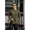 image:imageCOOFANDY Mens Cotton Hipster Hip Hop Longline Crewneck T Shirts Casual Long Sleeve Tees Curved Hem Gym ShirtsOne Piece Army Green