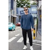 image:imageCOOFANDY Mens Cotton Hipster Hip Hop Longline Crewneck T Shirts Casual Long Sleeve Tees Curved Hem Gym ShirtsOne Piece Blue