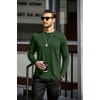 image:imageCOOFANDY Mens Cotton Hipster Hip Hop Longline Crewneck T Shirts Casual Long Sleeve Tees Curved Hem Gym ShirtsOne Piece Dark Green