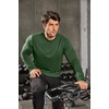 image:imageCOOFANDY Mens Cotton Hipster Hip Hop Longline Crewneck T Shirts Casual Long Sleeve Tees Curved Hem Gym ShirtsOne Piece Dark Green