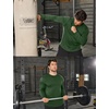 image:imageCOOFANDY Mens Cotton Hipster Hip Hop Longline Crewneck T Shirts Casual Long Sleeve Tees Curved Hem Gym ShirtsOne Piece Dark Green