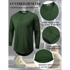 image:imageCOOFANDY Mens Cotton Hipster Hip Hop Longline Crewneck T Shirts Casual Long Sleeve Tees Curved Hem Gym ShirtsOne Piece Dark Green