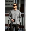 image:imageCOOFANDY Mens Cotton Hipster Hip Hop Longline Crewneck T Shirts Casual Long Sleeve Tees Curved Hem Gym ShirtsOne Piece Dark Grey