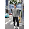 image:imageCOOFANDY Mens Cotton Hipster Hip Hop Longline Crewneck T Shirts Casual Long Sleeve Tees Curved Hem Gym ShirtsOne Piece Dark Grey