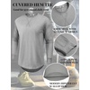image:imageCOOFANDY Mens Cotton Hipster Hip Hop Longline Crewneck T Shirts Casual Long Sleeve Tees Curved Hem Gym ShirtsOne Piece Dark Grey
