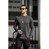 image:imageCOOFANDY Mens Cotton Hipster Hip Hop Longline Crewneck T Shirts Casual Long Sleeve Tees Curved Hem Gym ShirtsOne Piece Grey