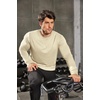 image:imageCOOFANDY Mens Cotton Hipster Hip Hop Longline Crewneck T Shirts Casual Long Sleeve Tees Curved Hem Gym ShirtsOne Piece Light Khaki
