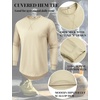image:imageCOOFANDY Mens Cotton Hipster Hip Hop Longline Crewneck T Shirts Casual Long Sleeve Tees Curved Hem Gym ShirtsOne Piece Light Khaki