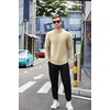 image:imageCOOFANDY Mens Cotton Hipster Hip Hop Longline Crewneck T Shirts Casual Long Sleeve Tees Curved Hem Gym ShirtsOne Piece Light Khaki