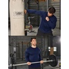 image:imageCOOFANDY Mens Cotton Hipster Hip Hop Longline Crewneck T Shirts Casual Long Sleeve Tees Curved Hem Gym ShirtsOne Piece Navy Blue