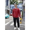 image:imageCOOFANDY Mens Cotton Hipster Hip Hop Longline Crewneck T Shirts Casual Long Sleeve Tees Curved Hem Gym ShirtsOne Piece Wine Red
