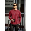 image:imageCOOFANDY Mens Cotton Hipster Hip Hop Longline Crewneck T Shirts Casual Long Sleeve Tees Curved Hem Gym ShirtsOne Piece Wine Red
