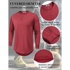 image:imageCOOFANDY Mens Cotton Hipster Hip Hop Longline Crewneck T Shirts Casual Long Sleeve Tees Curved Hem Gym ShirtsOne Piece Wine Red