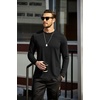 image:imageCOOFANDY Mens Cotton Hipster Hip Hop Longline Crewneck T Shirts Casual Long Sleeve Tees Curved Hem Gym ShirtsTwo Pack Black  Grey