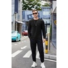 image:imageCOOFANDY Mens Cotton Hipster Hip Hop Longline Crewneck T Shirts Casual Long Sleeve Tees Curved Hem Gym ShirtsTwo Pack Black  Grey