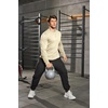 image:imageCOOFANDY Mens Cotton Hipster Hip Hop Longline Crewneck T Shirts Casual Long Sleeve Tees Curved Hem Gym ShirtsTwo Pack Black  Light Khaki