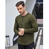 image:imageCOOFANDY Mens Cotton Hipster Hip Hop Longline Crewneck T Shirts Casual Long Sleeve Tees Curved Hem Gym ShirtsTwo Pack Black  Olive