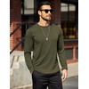 image:imageCOOFANDY Mens Cotton Hipster Hip Hop Longline Crewneck T Shirts Casual Long Sleeve Tees Curved Hem Gym ShirtsTwo Pack Black  Olive