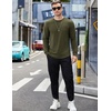 image:imageCOOFANDY Mens Cotton Hipster Hip Hop Longline Crewneck T Shirts Casual Long Sleeve Tees Curved Hem Gym ShirtsTwo Pack Black  Olive