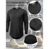 image:imageCOOFANDY Mens Cotton Hipster Hip Hop Longline Crewneck T Shirts Casual Long Sleeve Tees Curved Hem Gym ShirtsTwo Pack Black  Olive