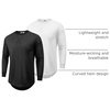 image:imageCOOFANDY Mens Cotton Hipster Hip Hop Longline Crewneck T Shirts Casual Long Sleeve Tees Curved Hem Gym ShirtsTwo Pack Black  White