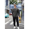 image:imageCOOFANDY Mens Cotton Hipster Hip Hop Longline Crewneck T Shirts Casual Long Sleeve Tees Curved Hem Gym ShirtsTwo Pack Dark Grey  Navy