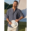 image:imageCOOFANDY Mens Cotton Linen Henley TShirt Long Sleeve Hippie Casual Beach TShirtsNavy Striped