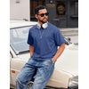image:imageCOOFANDY Mens Cotton TShirts Oversized Shirt Short Sleeves Streetwear Loose Fit Summer Tee Tops Washed Basic Unisex ShirtsDark Blue