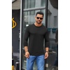 image:imageCOOFANDY Mens Crew Neck TShirt Long Sleeve Casual Pullover Tees Soft Stretch Basic Tee ShirtsAblack
