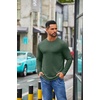 image:imageCOOFANDY Mens Crew Neck TShirt Long Sleeve Casual Pullover Tees Soft Stretch Basic Tee ShirtsBright Green
