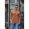 image:imageCOOFANDY Mens Crew Neck TShirt Long Sleeve Casual Pullover Tees Soft Stretch Basic Tee ShirtsCaramel
