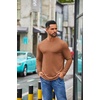 image:imageCOOFANDY Mens Crew Neck TShirt Long Sleeve Casual Pullover Tees Soft Stretch Basic Tee ShirtsCaramel