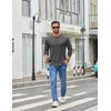 image:imageCOOFANDY Mens Crew Neck TShirt Long Sleeve Casual Pullover Tees Soft Stretch Basic Tee ShirtsDark Grey