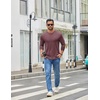 image:imageCOOFANDY Mens Crew Neck TShirt Long Sleeve Casual Pullover Tees Soft Stretch Basic Tee ShirtsDark Red