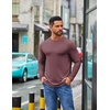 image:imageCOOFANDY Mens Crew Neck TShirt Long Sleeve Casual Pullover Tees Soft Stretch Basic Tee ShirtsDark Red