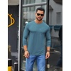 image:imageCOOFANDY Mens Crew Neck TShirt Long Sleeve Casual Pullover Tees Soft Stretch Basic Tee ShirtsDemin Blue