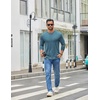 image:imageCOOFANDY Mens Crew Neck TShirt Long Sleeve Casual Pullover Tees Soft Stretch Basic Tee ShirtsDemin Blue