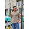 image:imageCOOFANDY Mens Crew Neck TShirt Long Sleeve Casual Pullover Tees Soft Stretch Basic Tee ShirtsKhaki