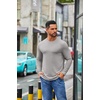 image:imageCOOFANDY Mens Crew Neck TShirt Long Sleeve Casual Pullover Tees Soft Stretch Basic Tee ShirtsLight Grey